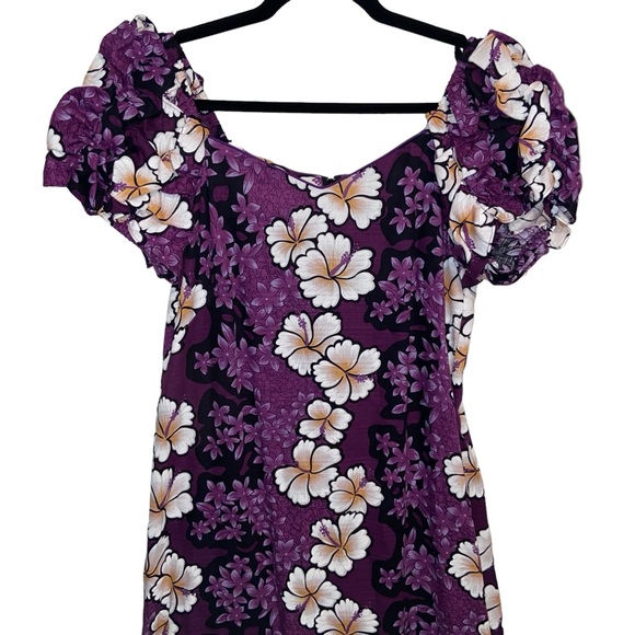Hilo Hattie Dress Womens Medium Purple Floral Maxi Long USA Hawaiian Tropical - Picture 3 of 12
